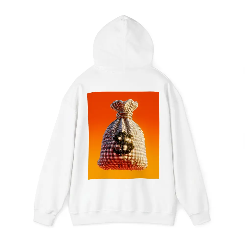 Pixel Money Bag Dollar Sign Orange Background – Hoodies