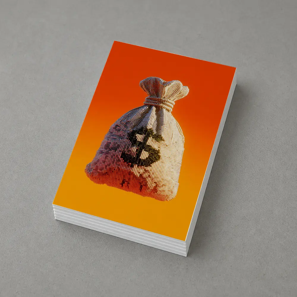 Pixel Money Bag Dollar Sign Orange Background – Postcards