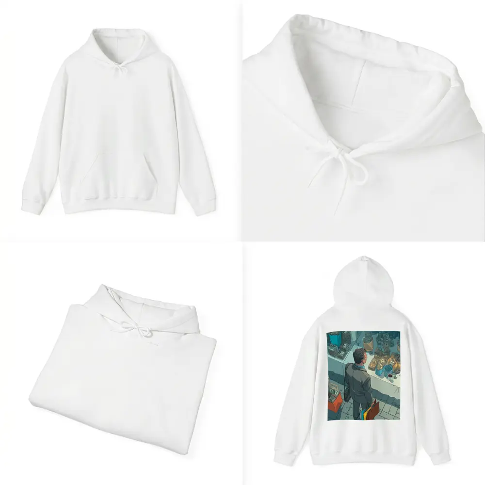Man Shopping Surrounded By Money Illustration Art – Hoodies