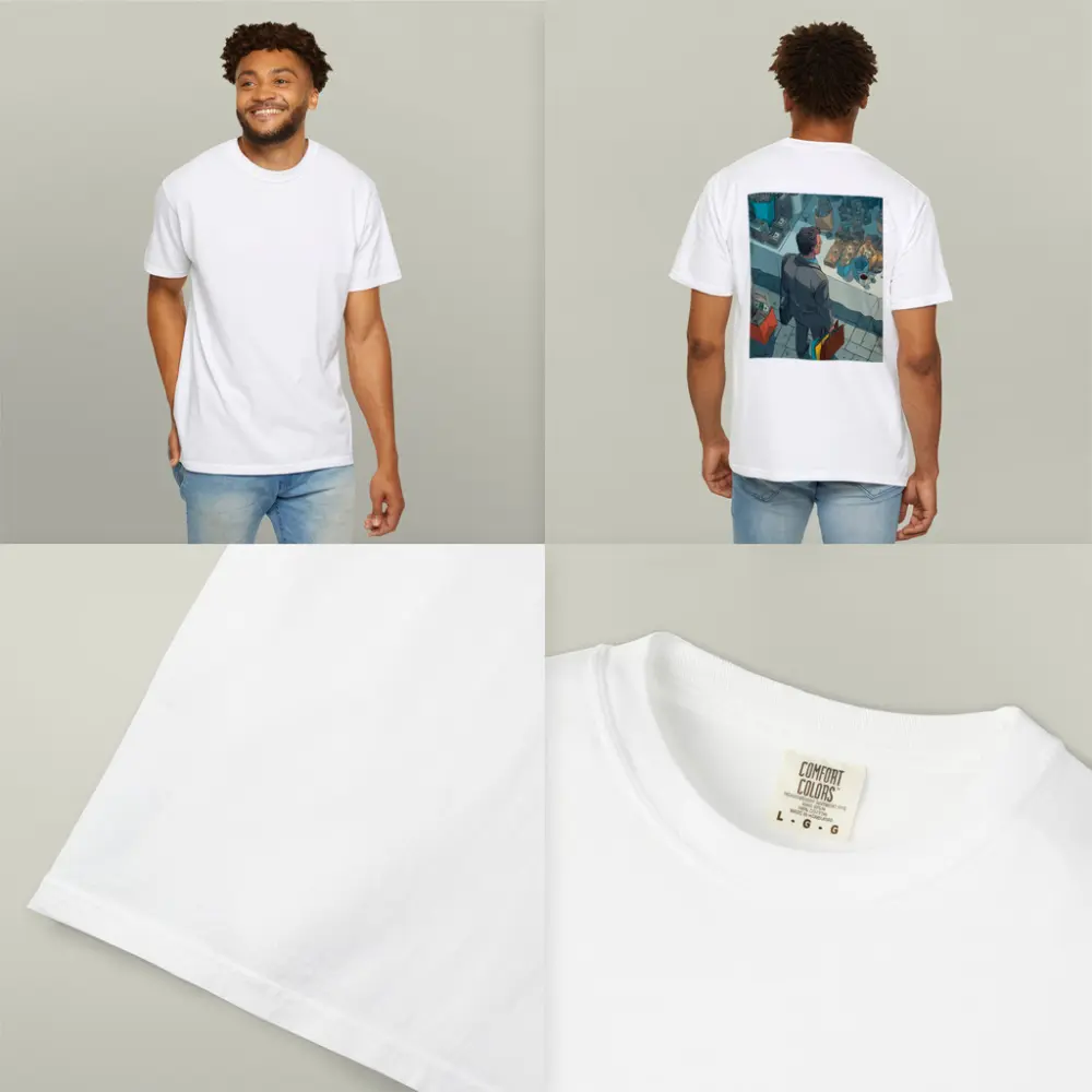 Man Shopping Surrounded By Money Illustration Art – T-Shirts