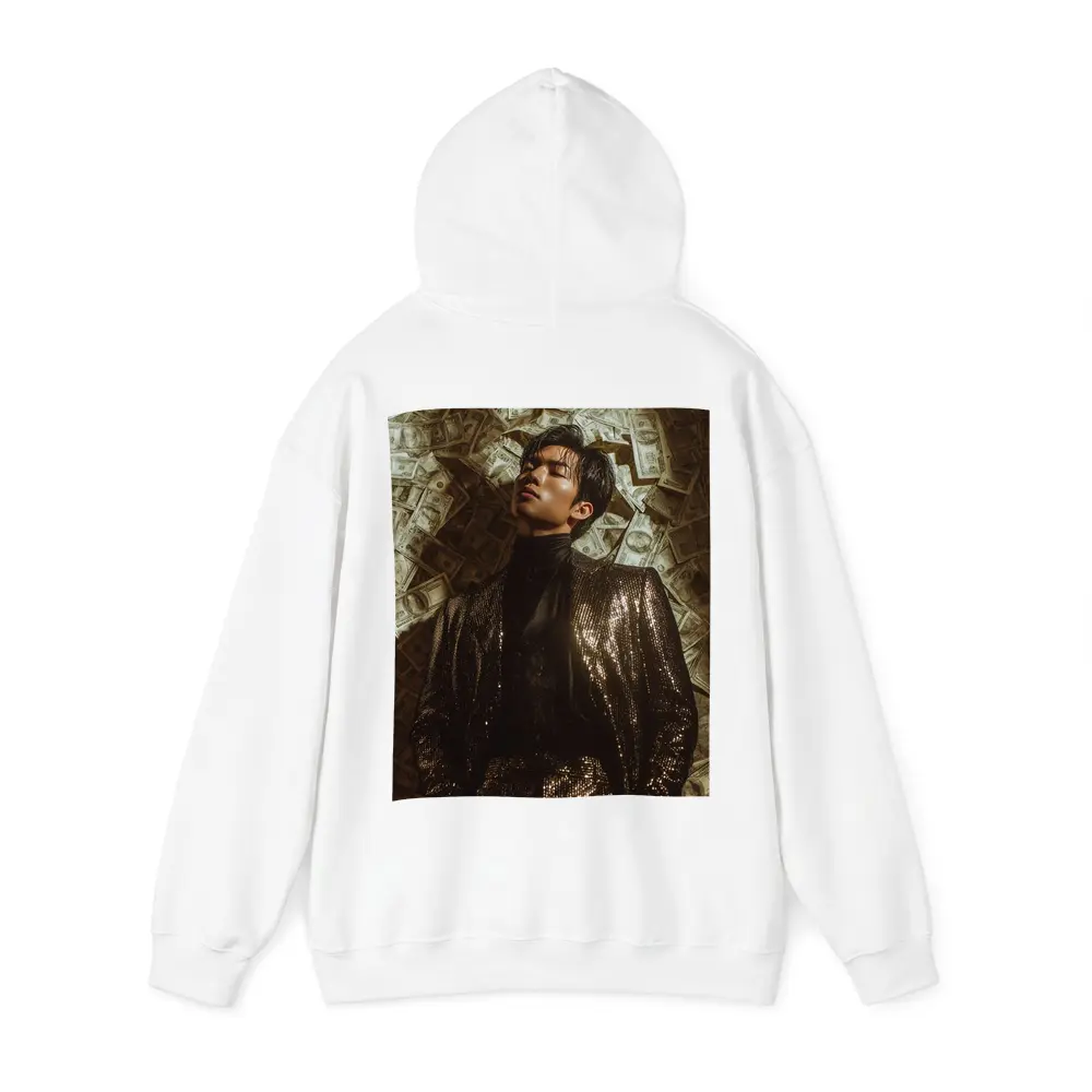 Man in Sequin Jacket Money Raining Background – Hoodies