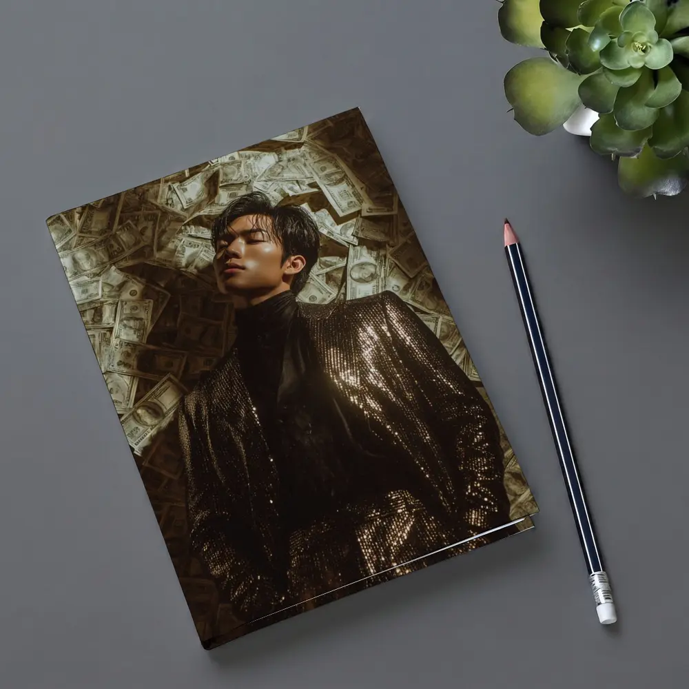 Man in Sequin Jacket Money Raining Background – Notebooks
