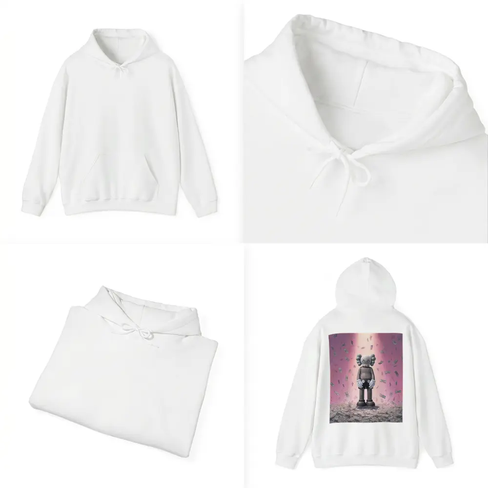 KAWS Figure Standing in Money Rain Pink – Hoodies