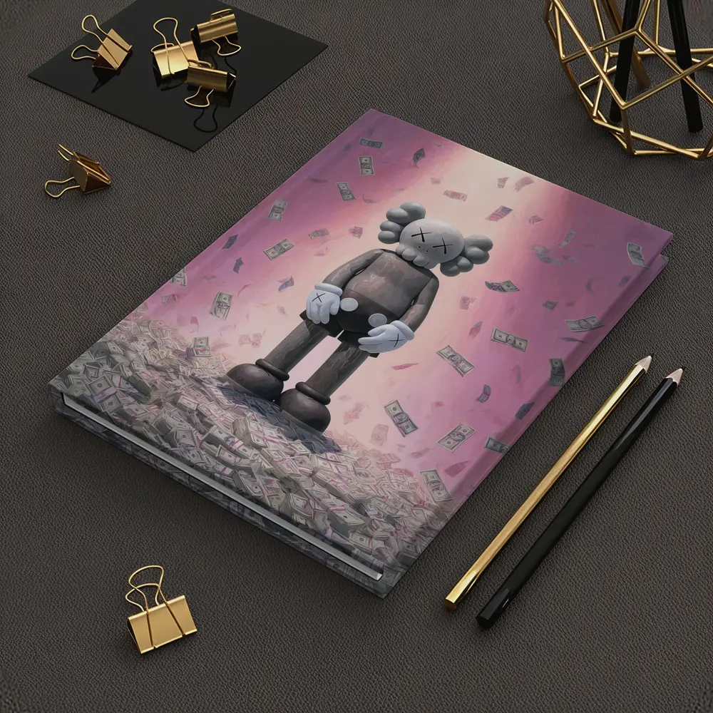 KAWS Figure Standing in Money Rain Pink – Notebooks