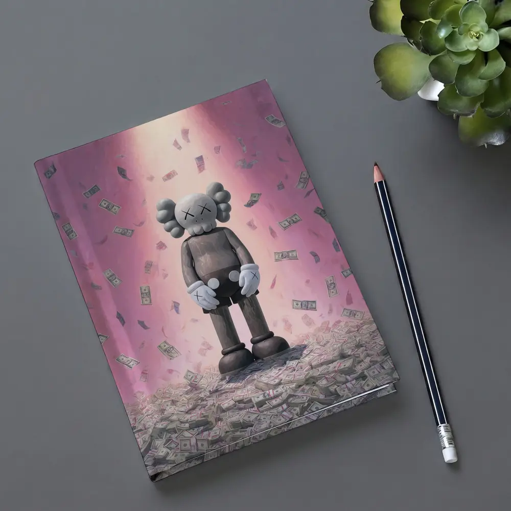 KAWS Figure Standing in Money Rain Pink – Notebooks