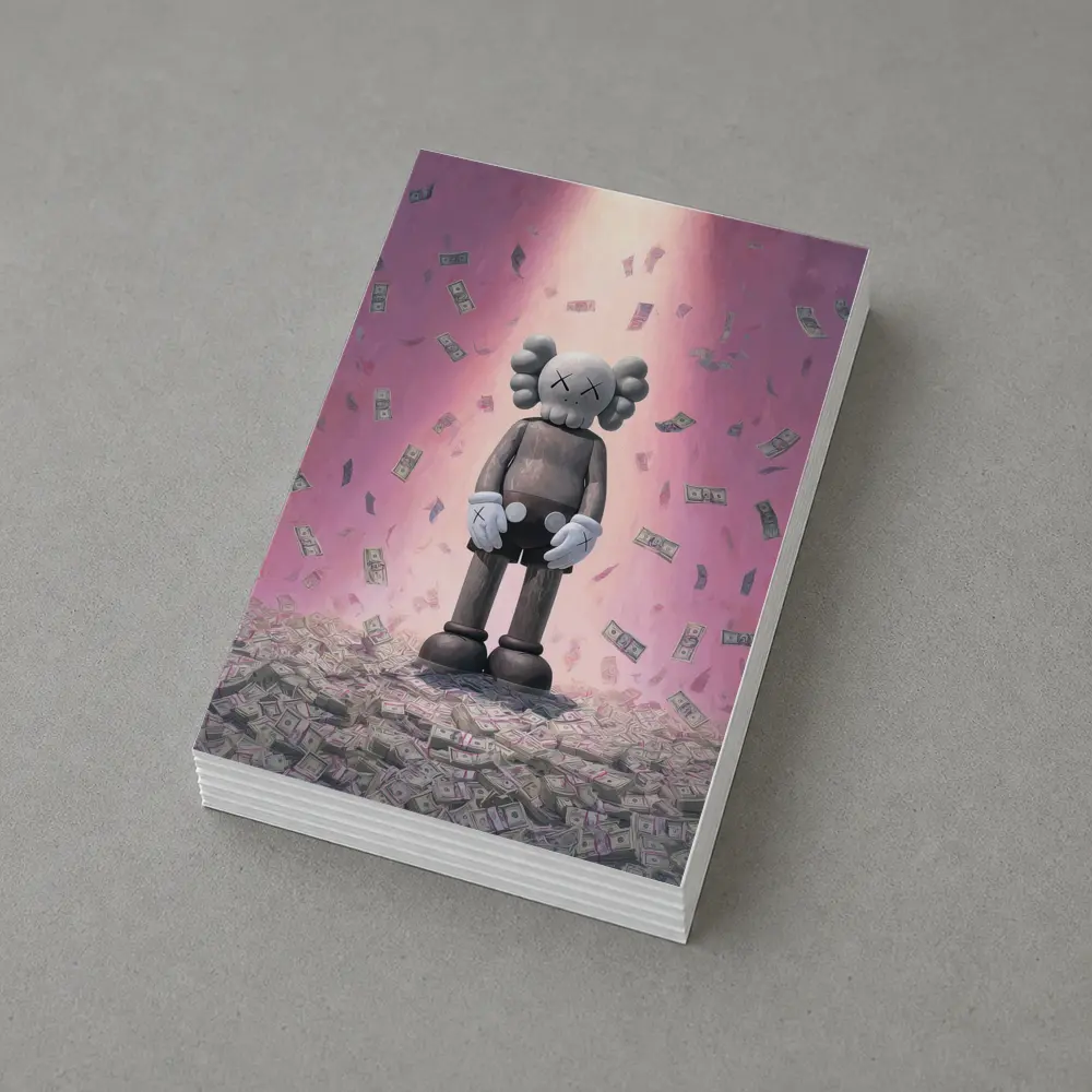KAWS Figure Standing in Money Rain Pink – Postcards