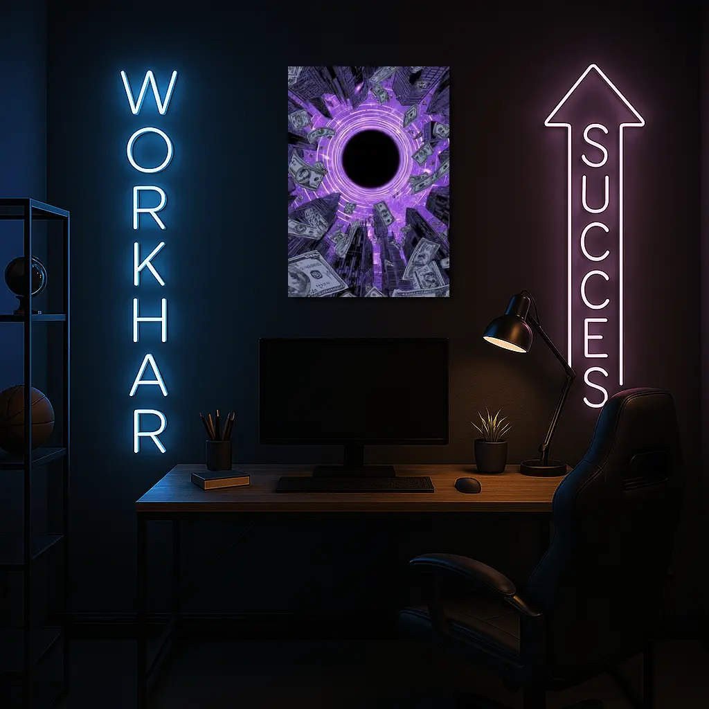 Purple Black Hole Money City Skyline – Wall Art