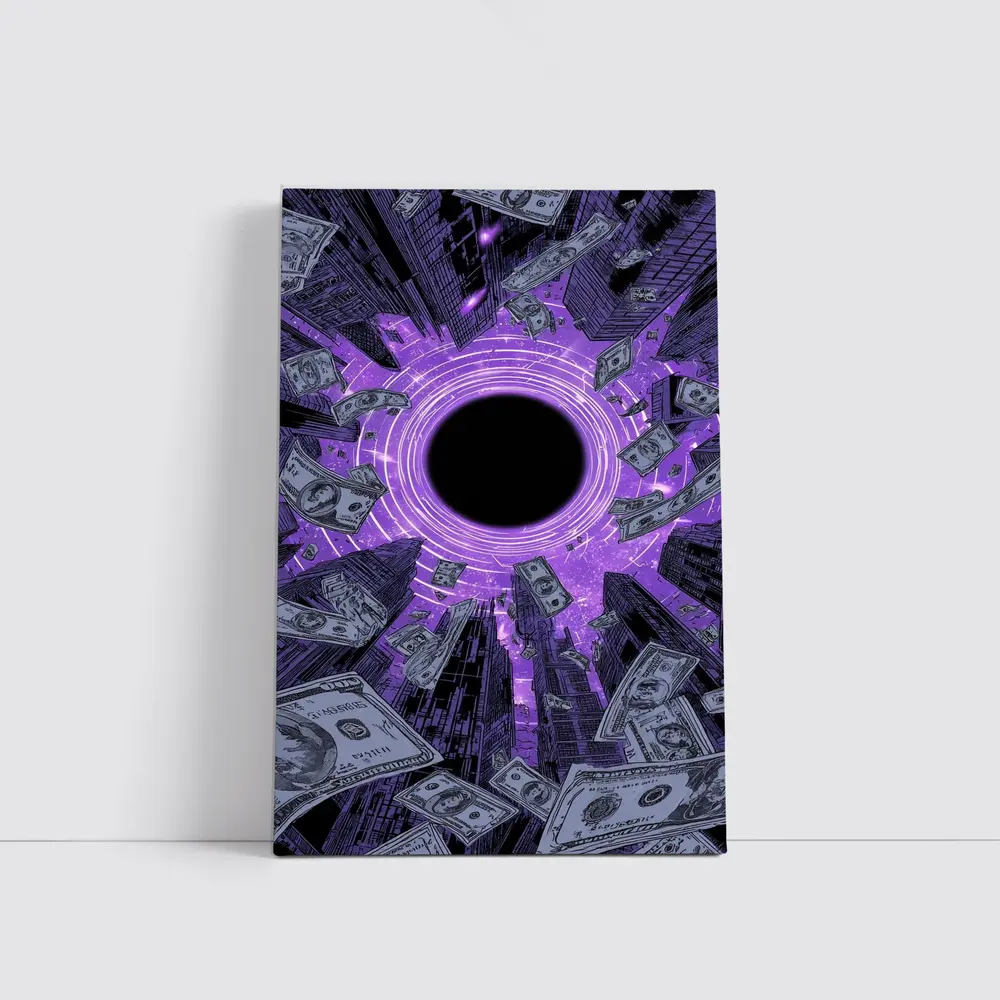 Purple Black Hole Money City Skyline – Wall Art