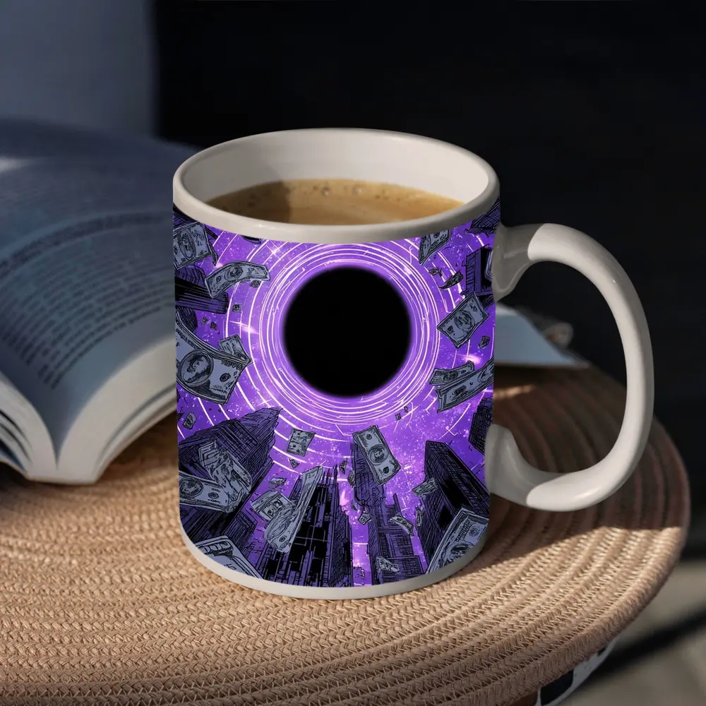 Purple Black Hole Money City Skyline – Mugs