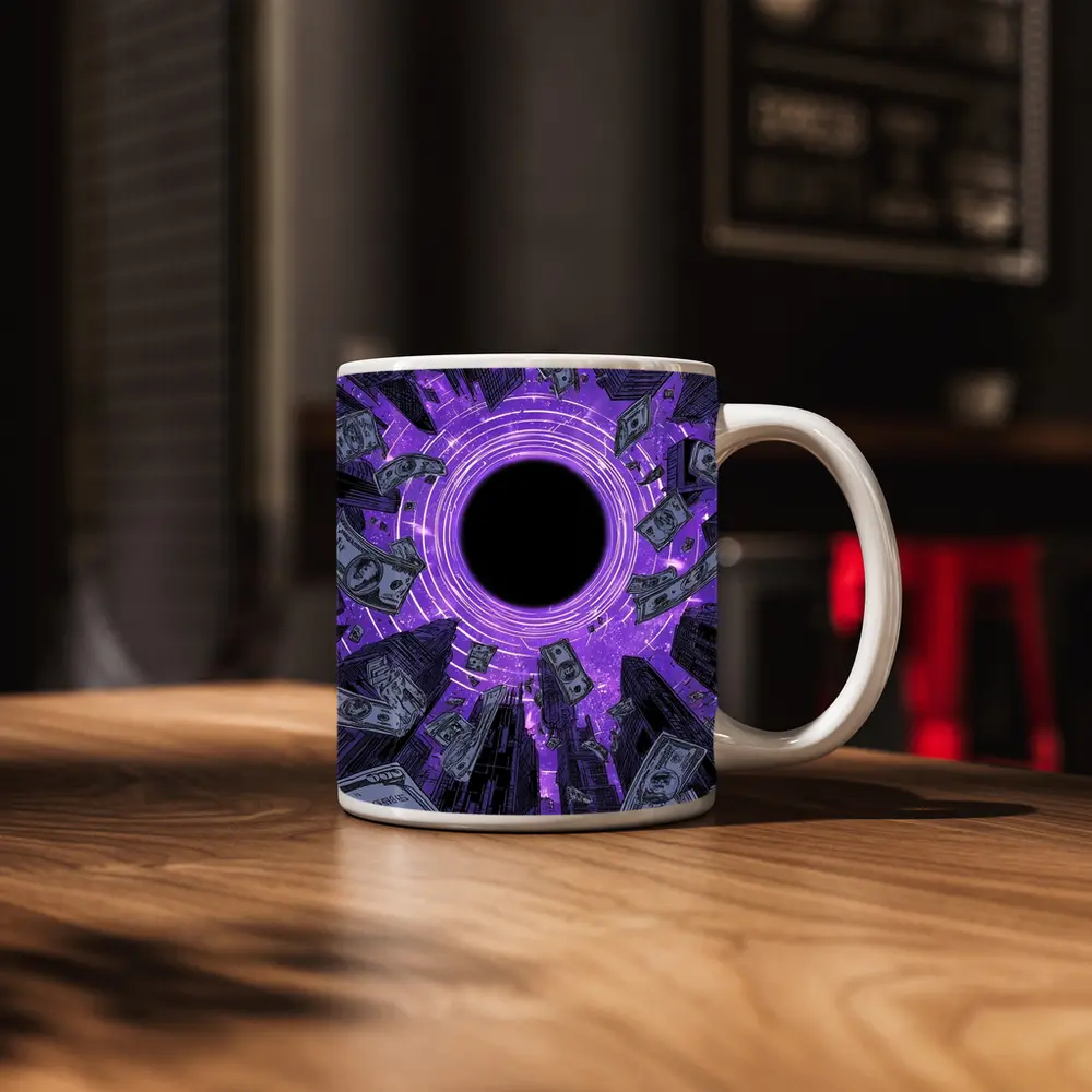 Purple Black Hole Money City Skyline – Mugs