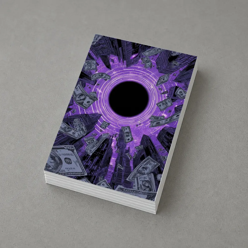 Purple Black Hole Money City Skyline – Postcards