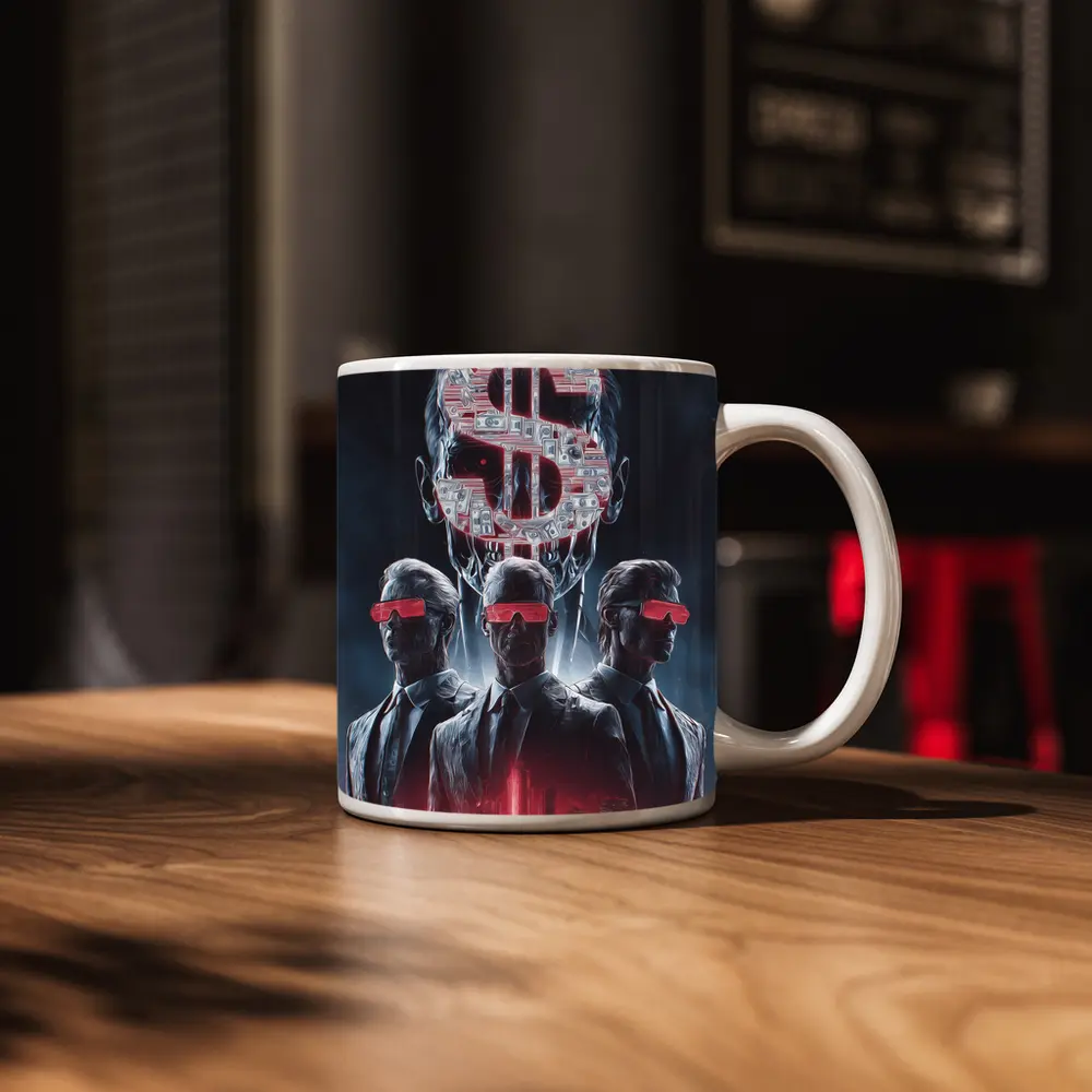 Men In Suits Dollar Sign Cyberpunk City – Mugs