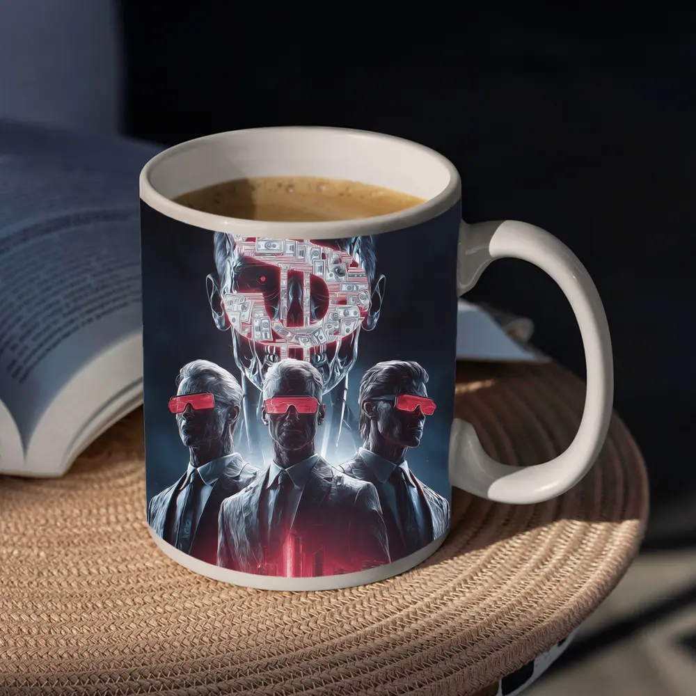 Men In Suits Dollar Sign Cyberpunk City – Mugs