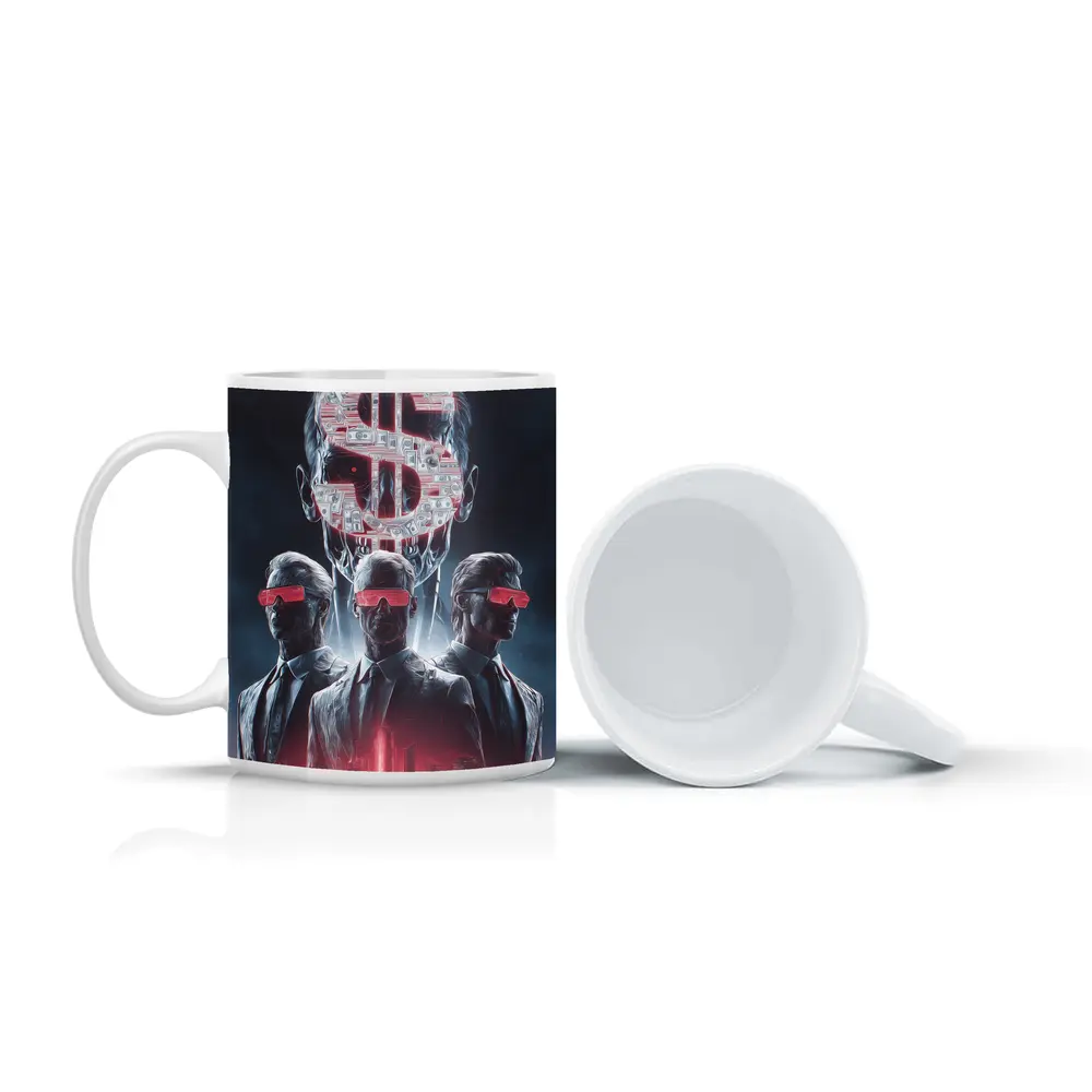 Men In Suits Dollar Sign Cyberpunk City – Mugs