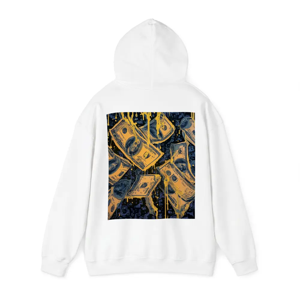 Dripping Gold Dollar Bills Dark Blue Art – Hoodies
