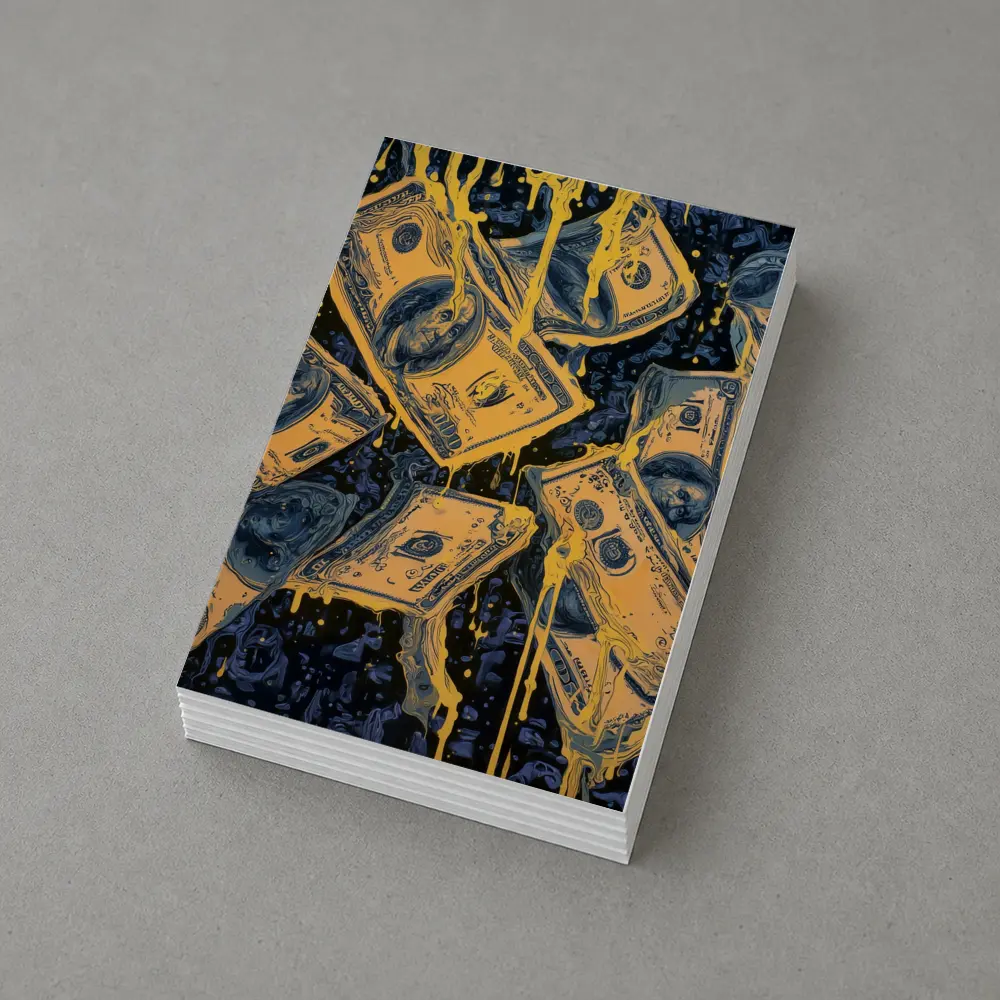 Dripping Gold Dollar Bills Dark Blue Art – Postcards