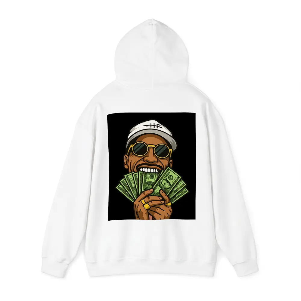 Cool Man Holding Cash Money Black Background – Hoodies