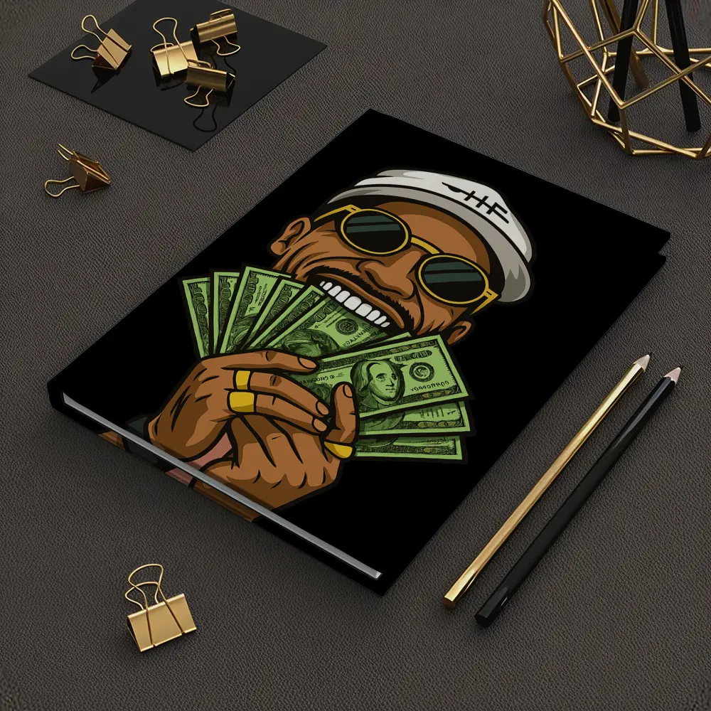 Cool Man Holding Cash Money Black Background – Notebooks