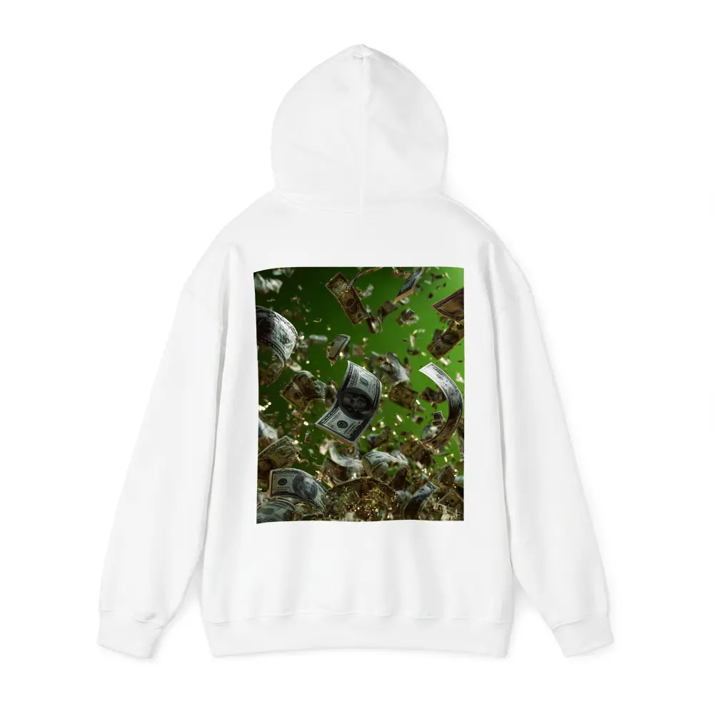 Hundred Dollar Bills Raining Green Background – Hoodies