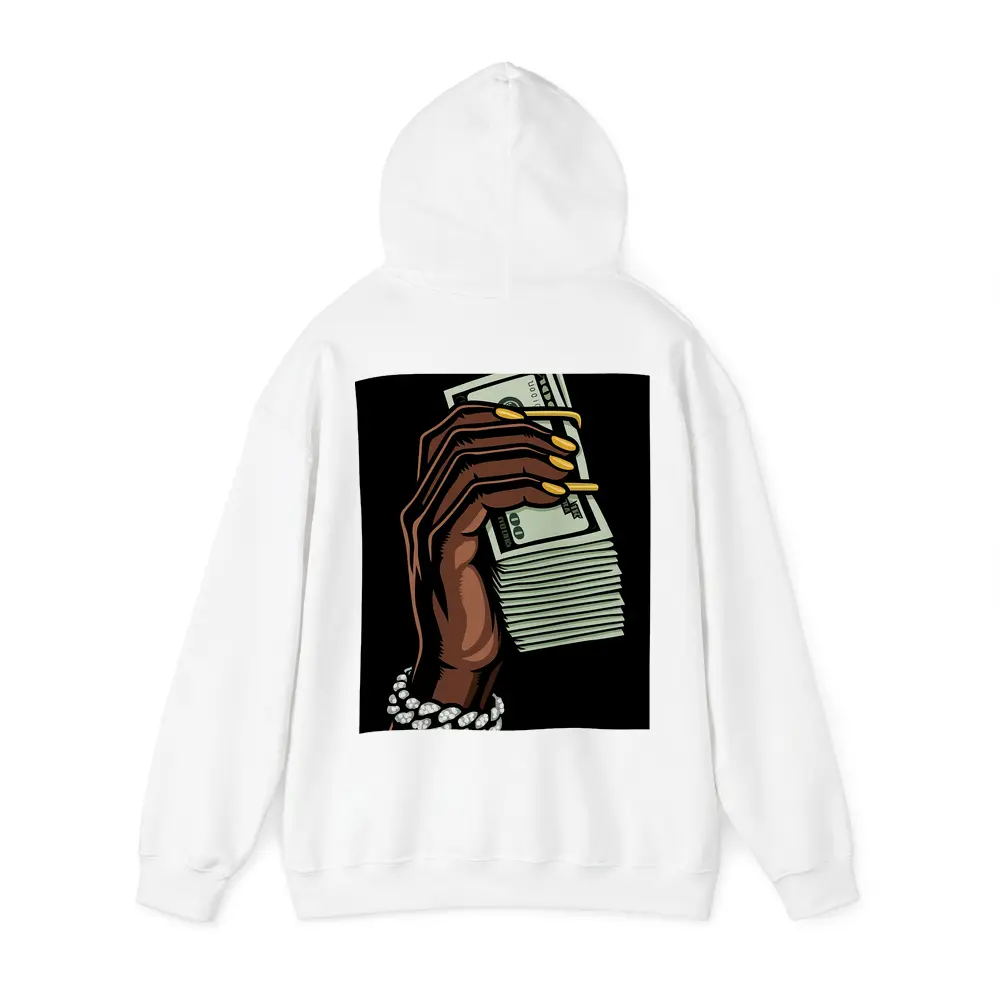 Hand Holding Cash Stack Black Background – Hoodies