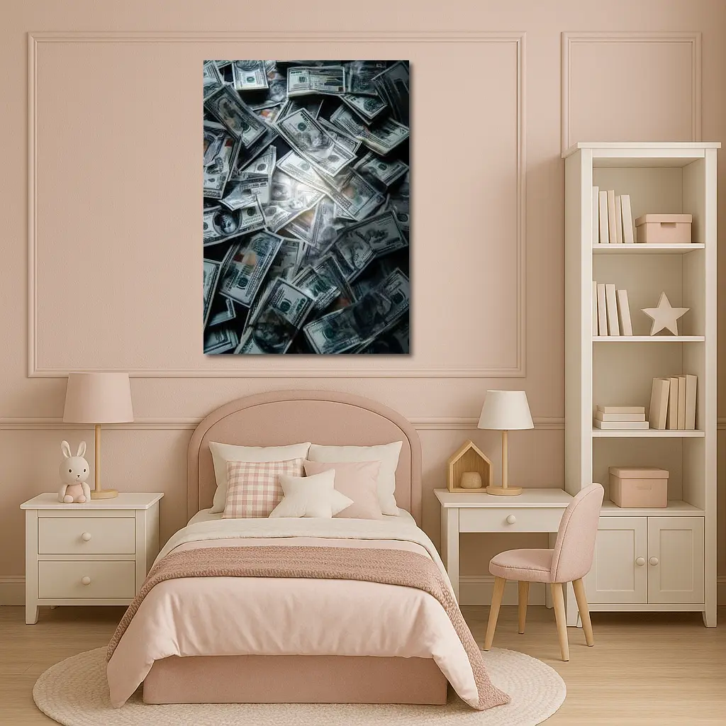 Dollar Bills Pile Dark Moody Money – Wall Art