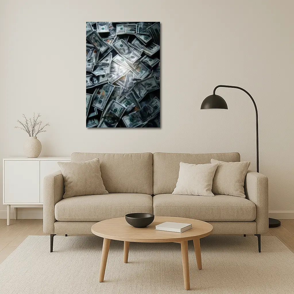 Dollar Bills Pile Dark Moody Money – Wall Art