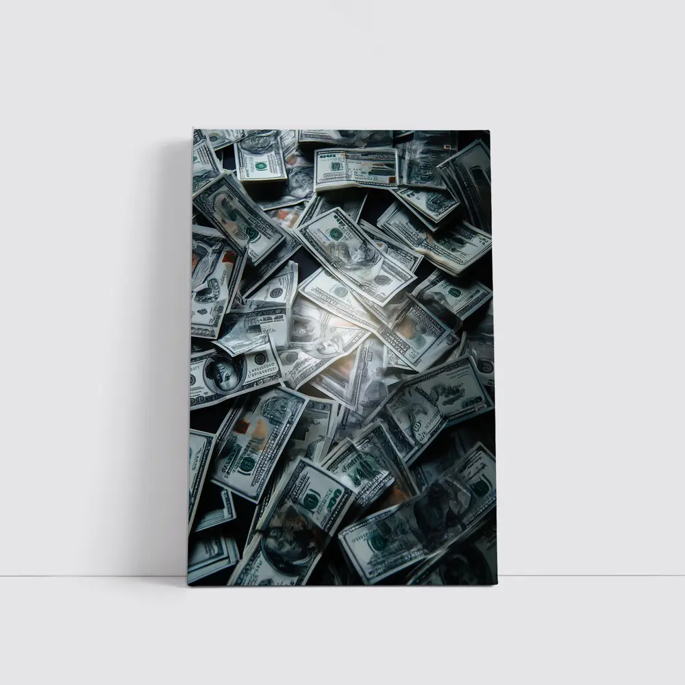 Dollar Bills Pile Dark Moody Money – Wall Art