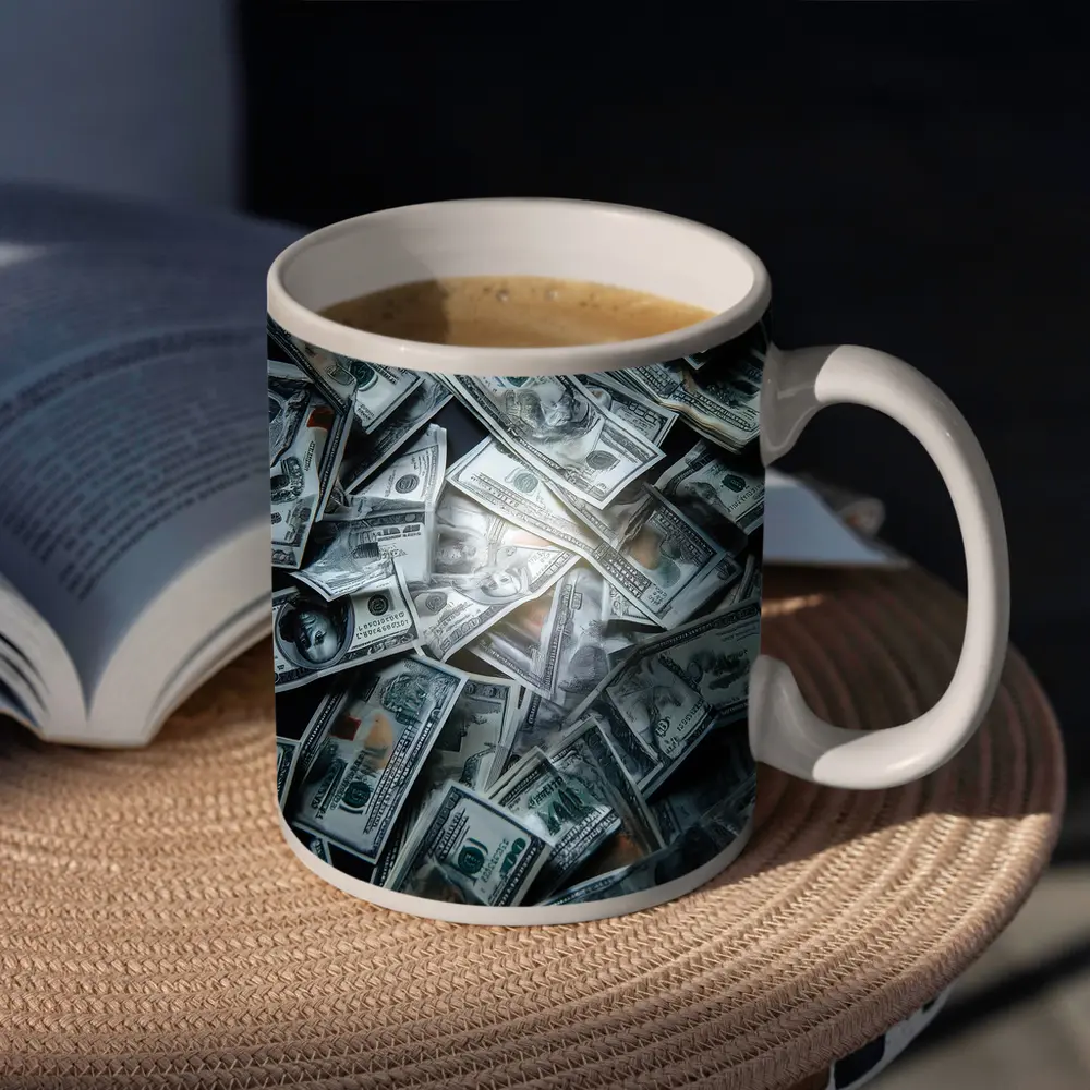 Dollar Bills Pile Dark Moody Money – Mugs