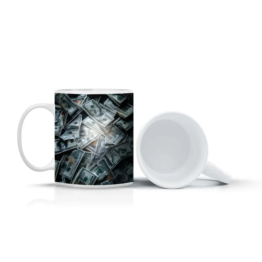Dollar Bills Pile Dark Moody Money – Mugs