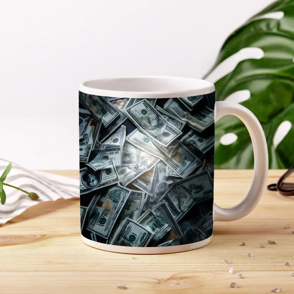 Dollar Bills Pile Dark Moody Money – Mugs