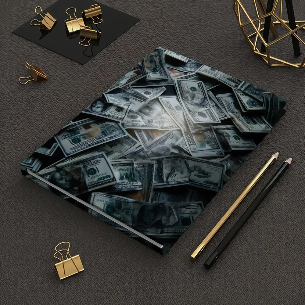 Dollar Bills Pile Dark Moody Money – Notebooks