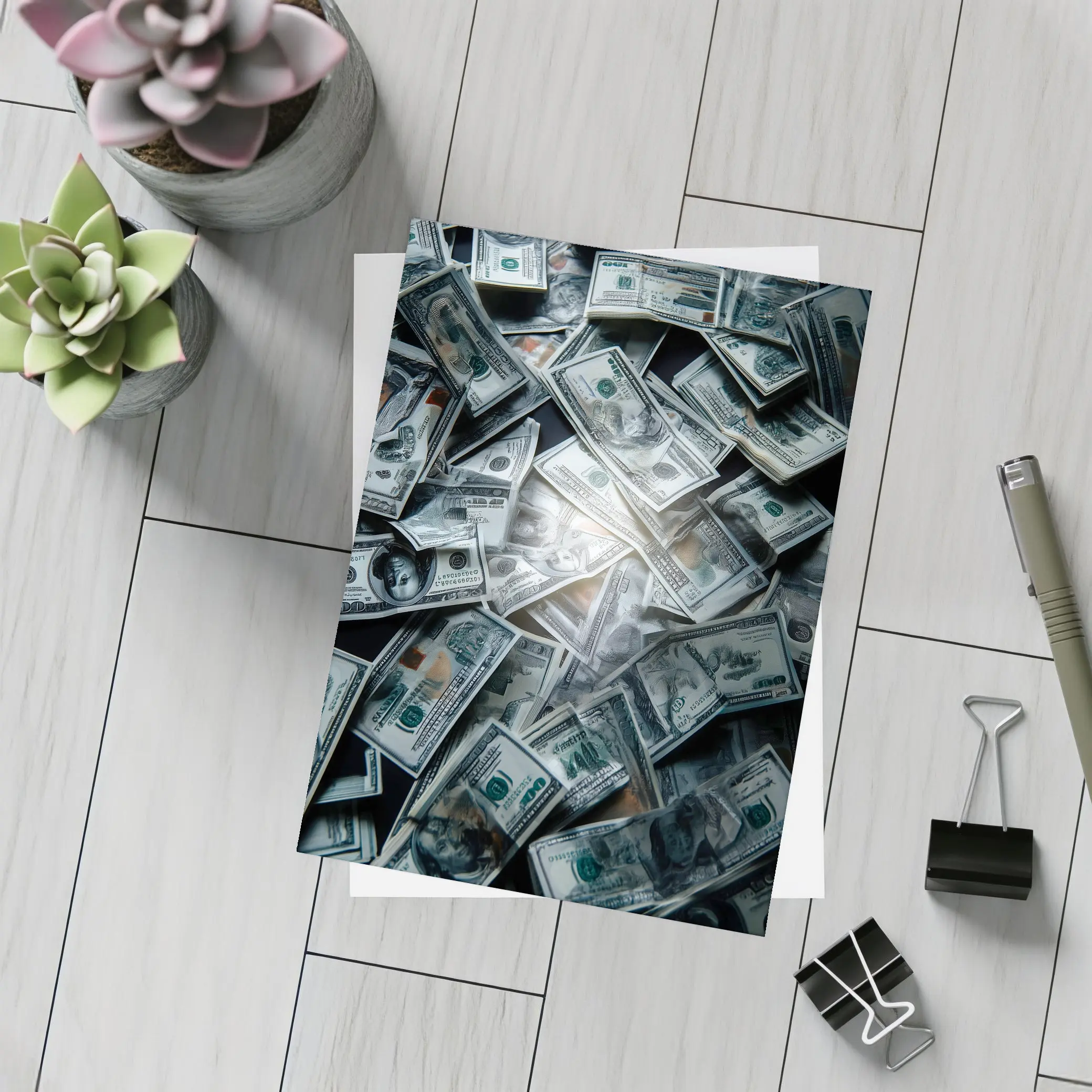 Dollar Bills Pile Dark Moody Money – Postcards