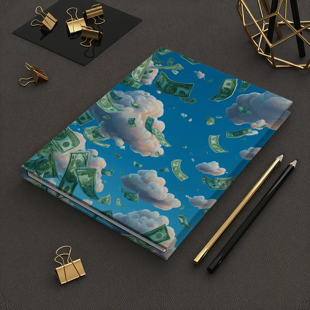 Money Rain Flying Dollars Blue Sky – Notebooks