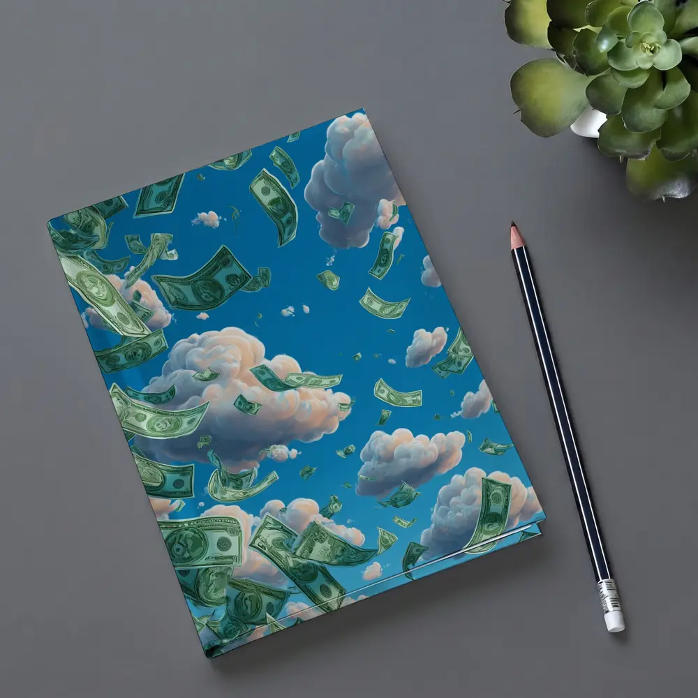 Money Rain Flying Dollars Blue Sky – Notebooks