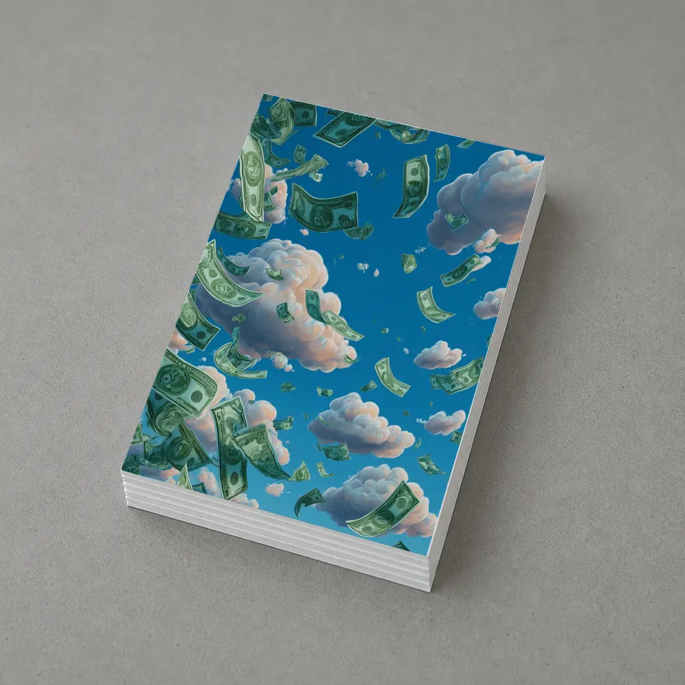 Money Rain Flying Dollars Blue Sky – Postcards