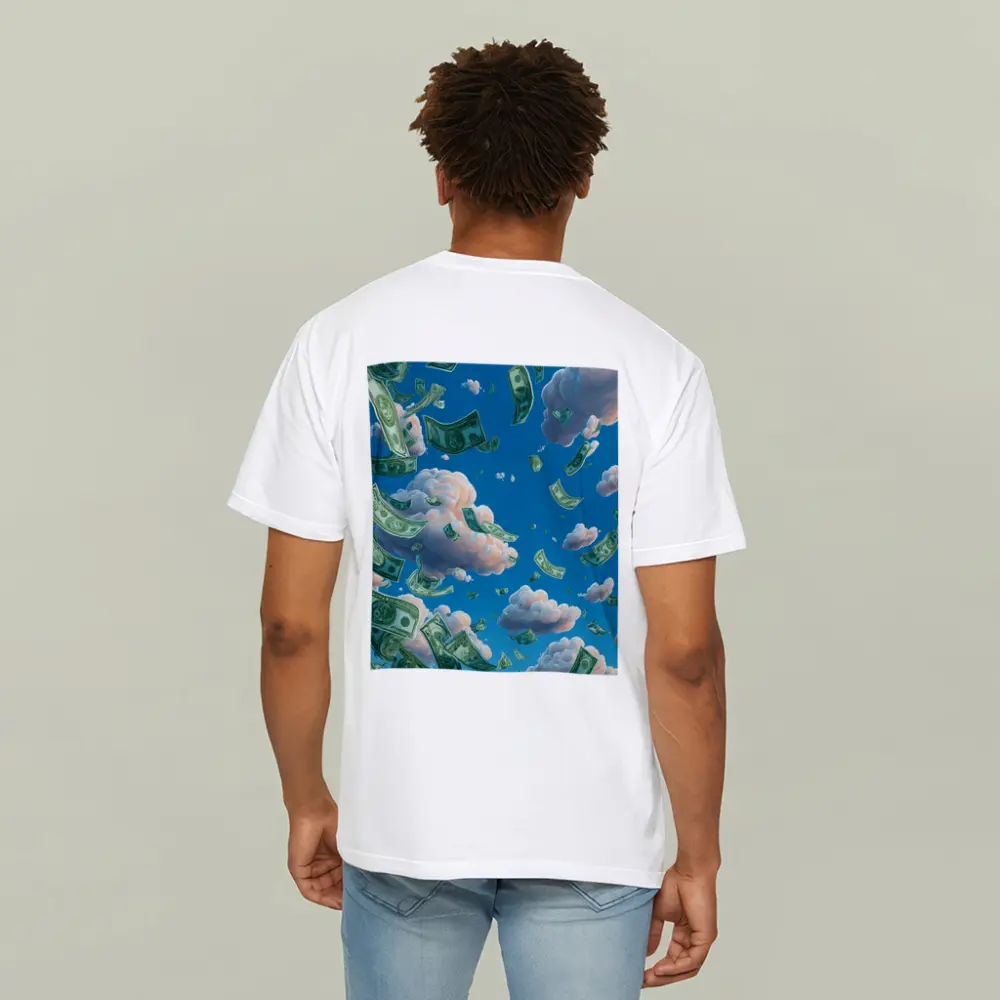 Money Rain Flying Dollars Blue Sky – T-Shirts