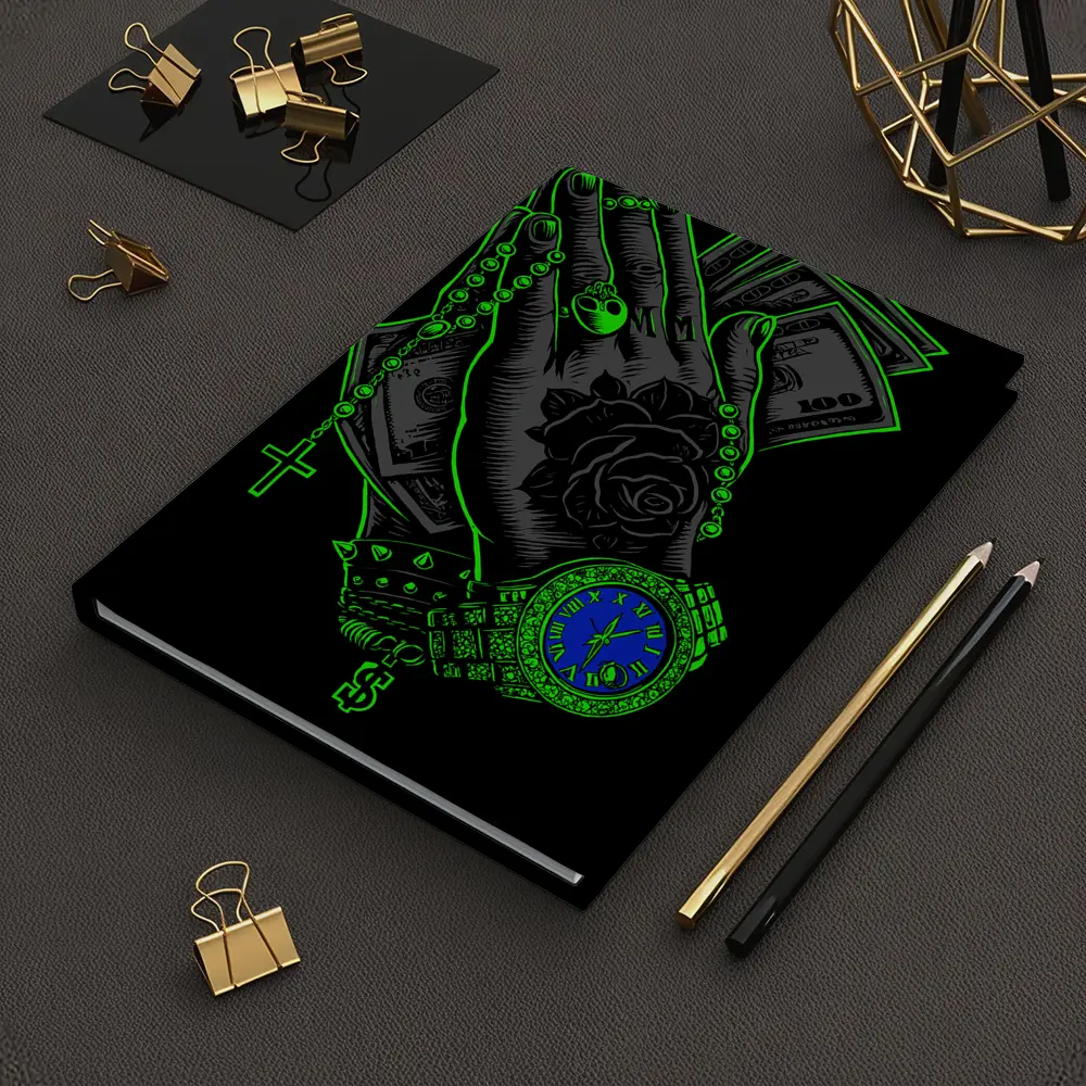 Praying Hands Money Rose Neon Green – Notebooks