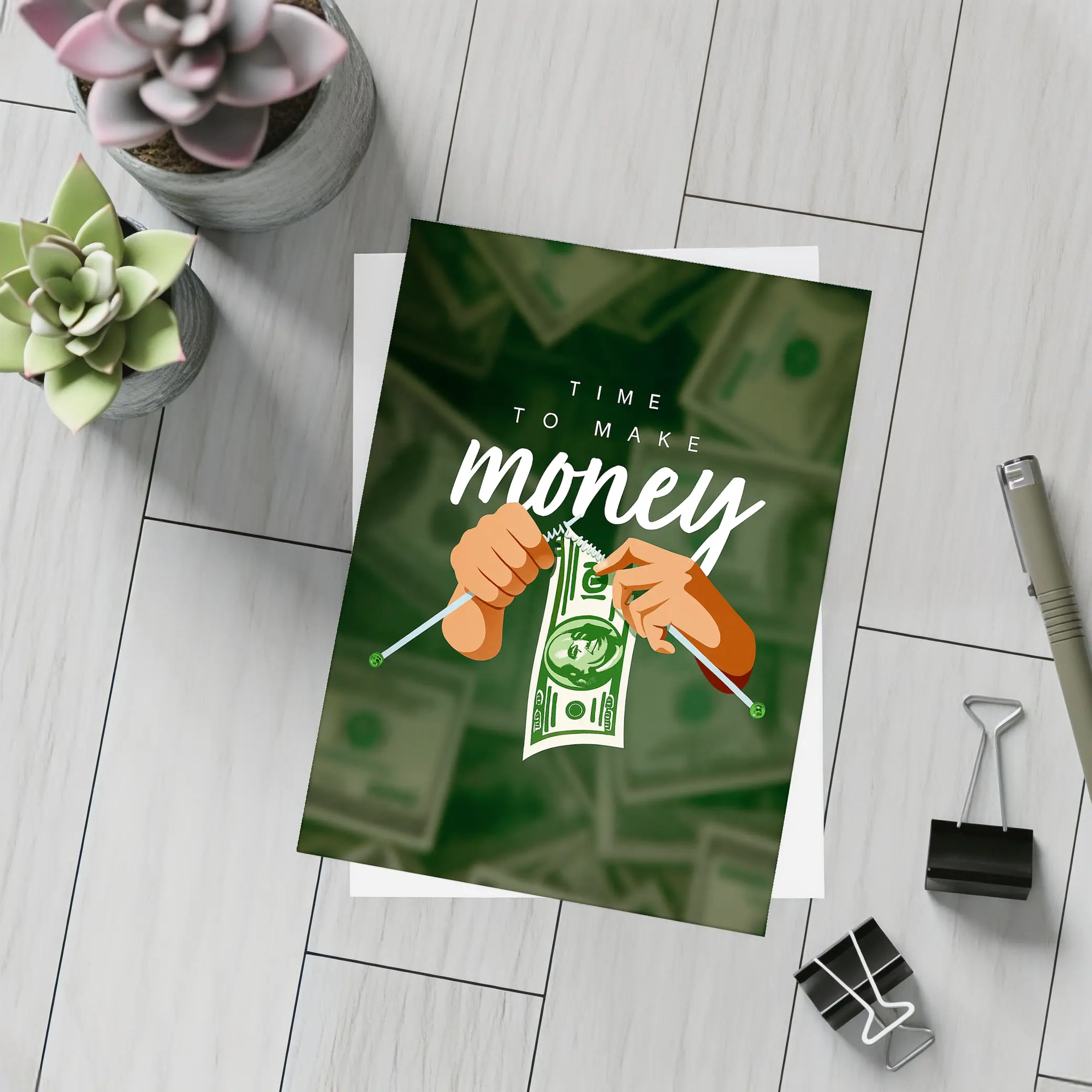 Time To Make Money Dollar Bill Art – Postcards