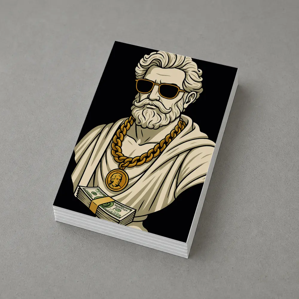 Greek Philosopher Bust Gold Chain Black Background – Postcards