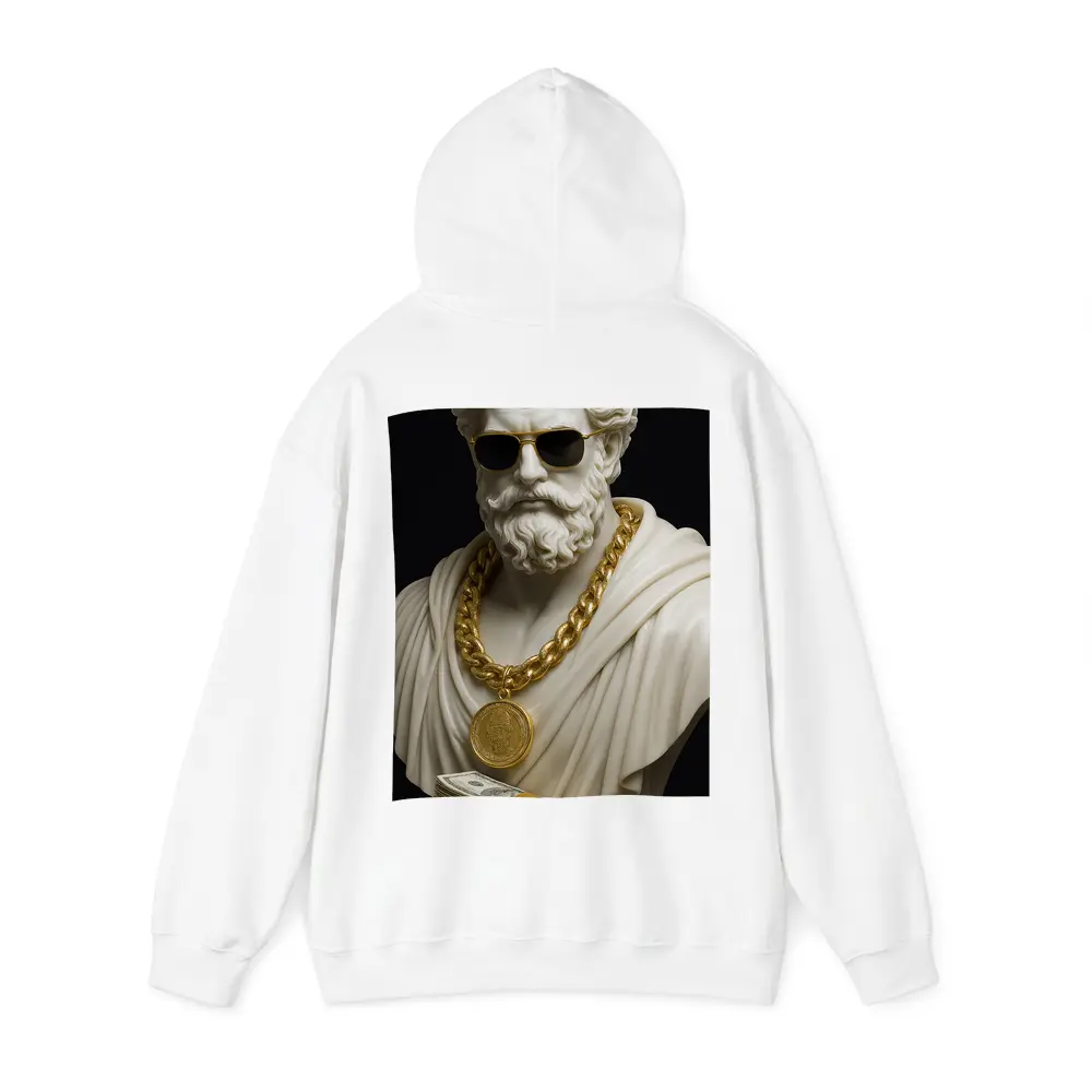 Greek Marble Bust Gold Chain Black Background – Hoodies