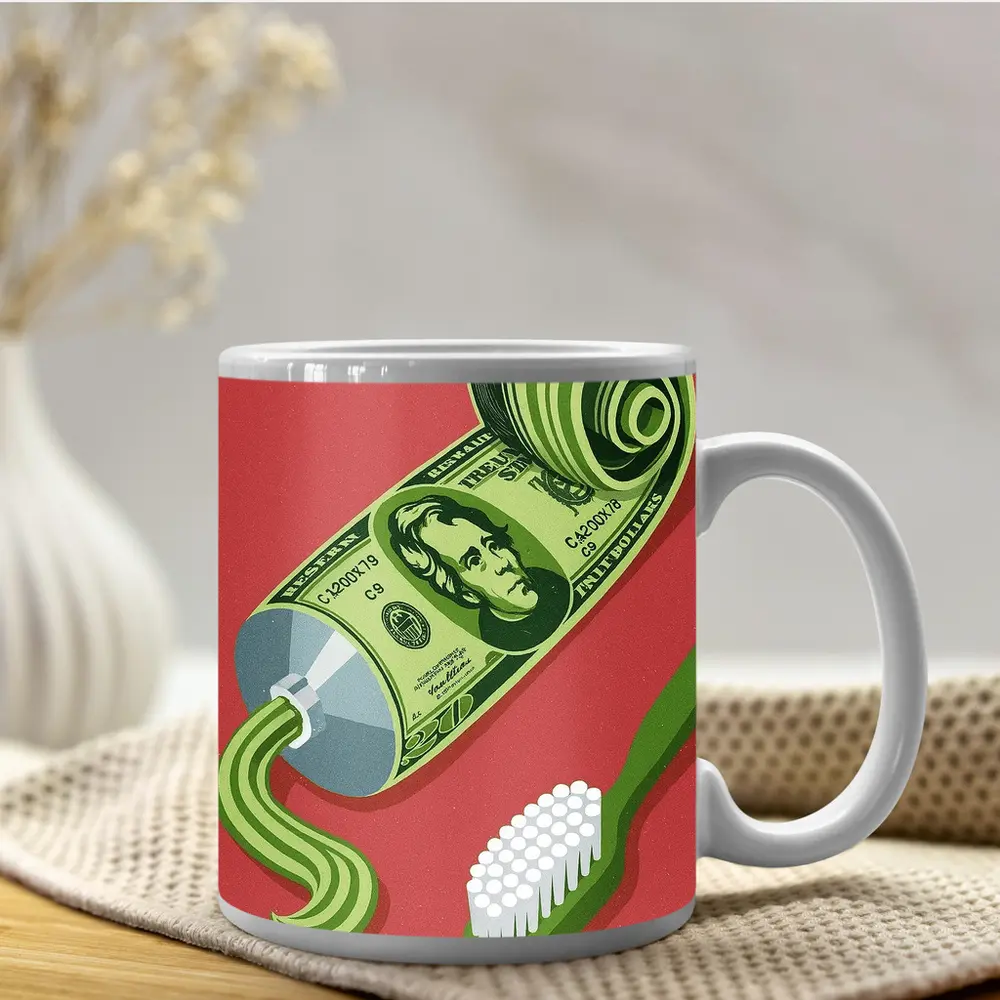 Dollar Bill Toothpaste Tube Money Illustration – Mugs