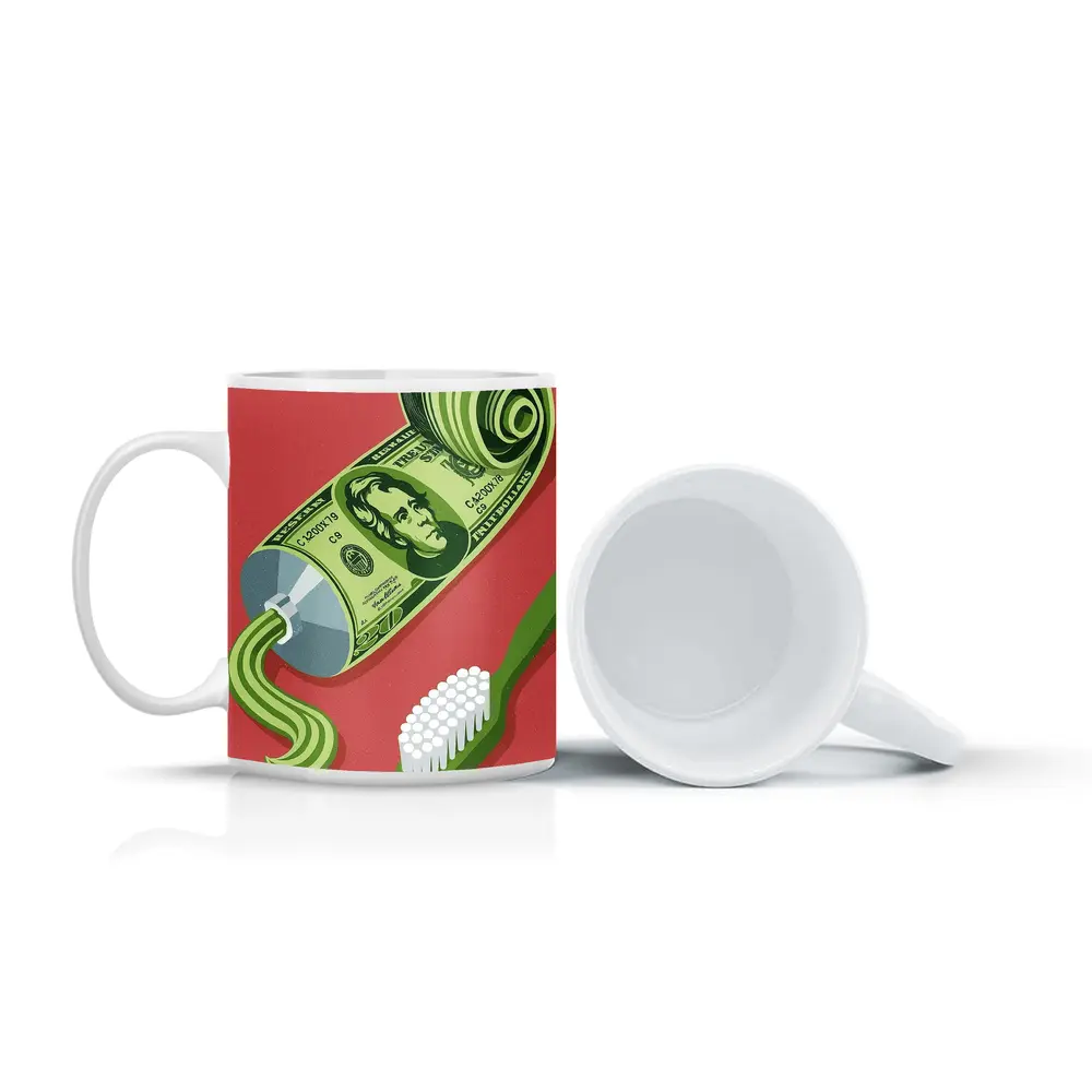 Dollar Bill Toothpaste Tube Money Illustration – Mugs