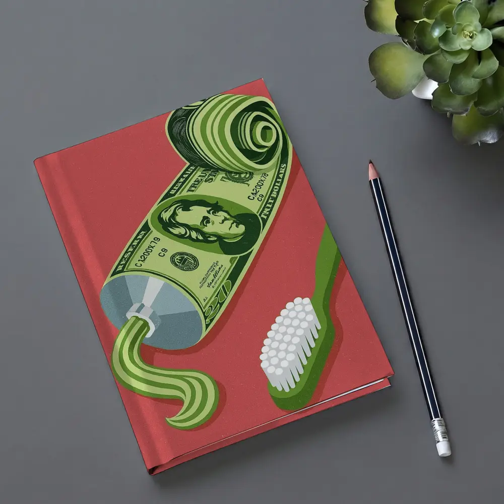 Dollar Bill Toothpaste Tube Money Illustration – Notebooks