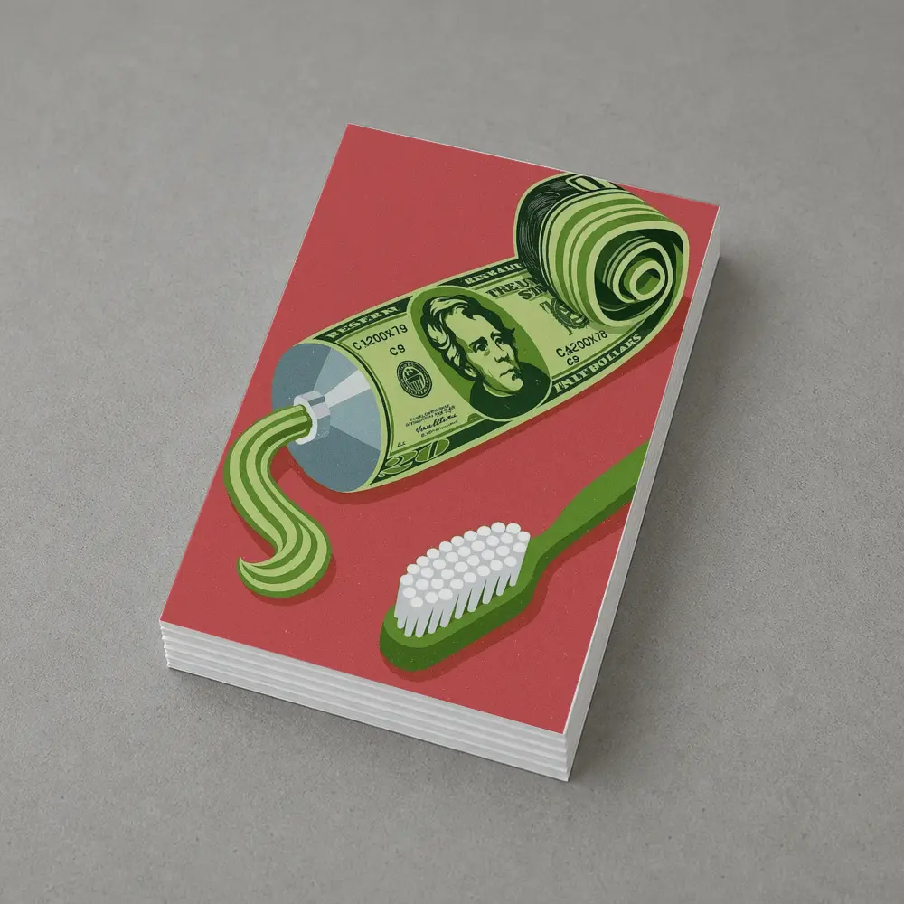 Dollar Bill Toothpaste Tube Money Illustration – Postcards