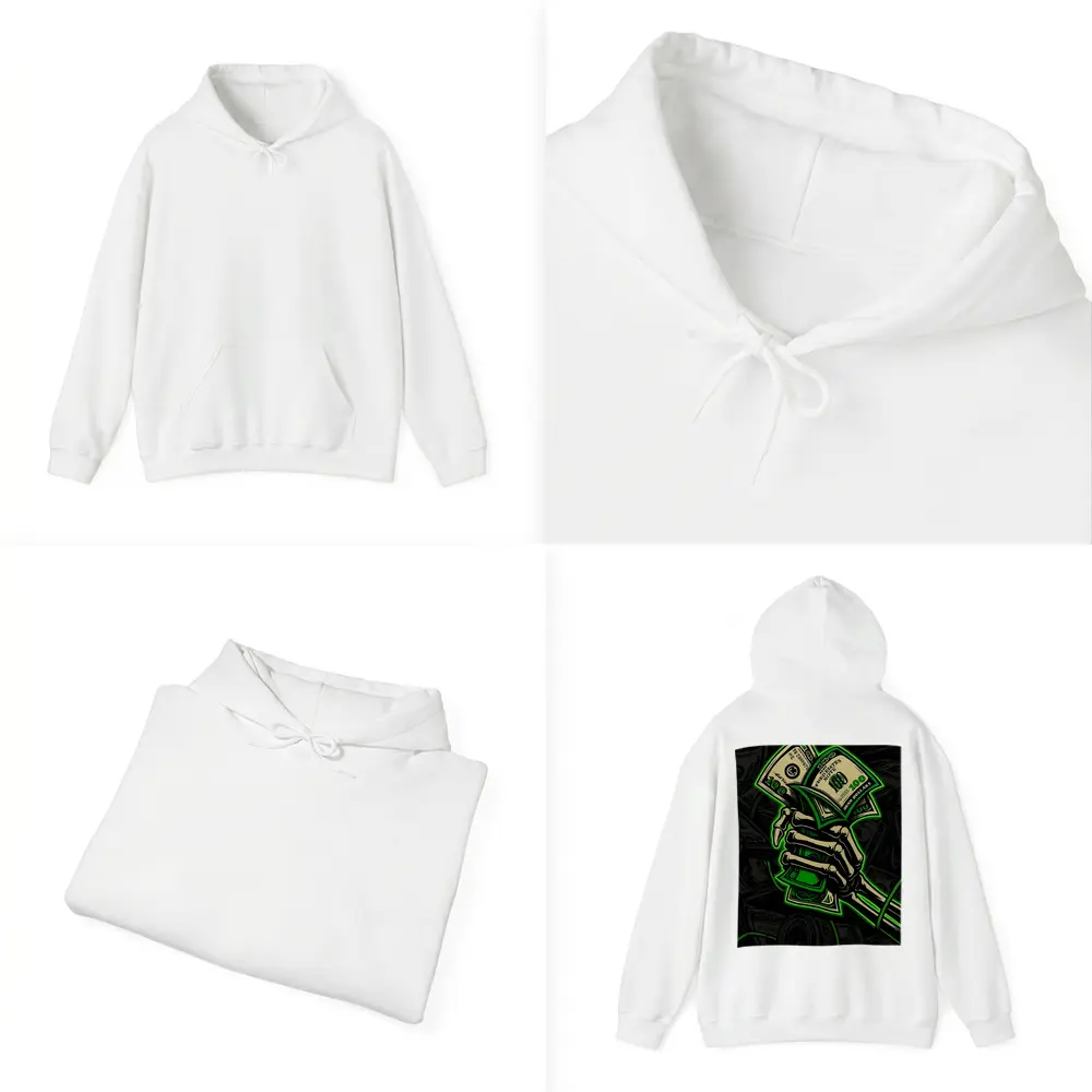 Skeleton Hand Holding Cash Money Dark – Hoodies