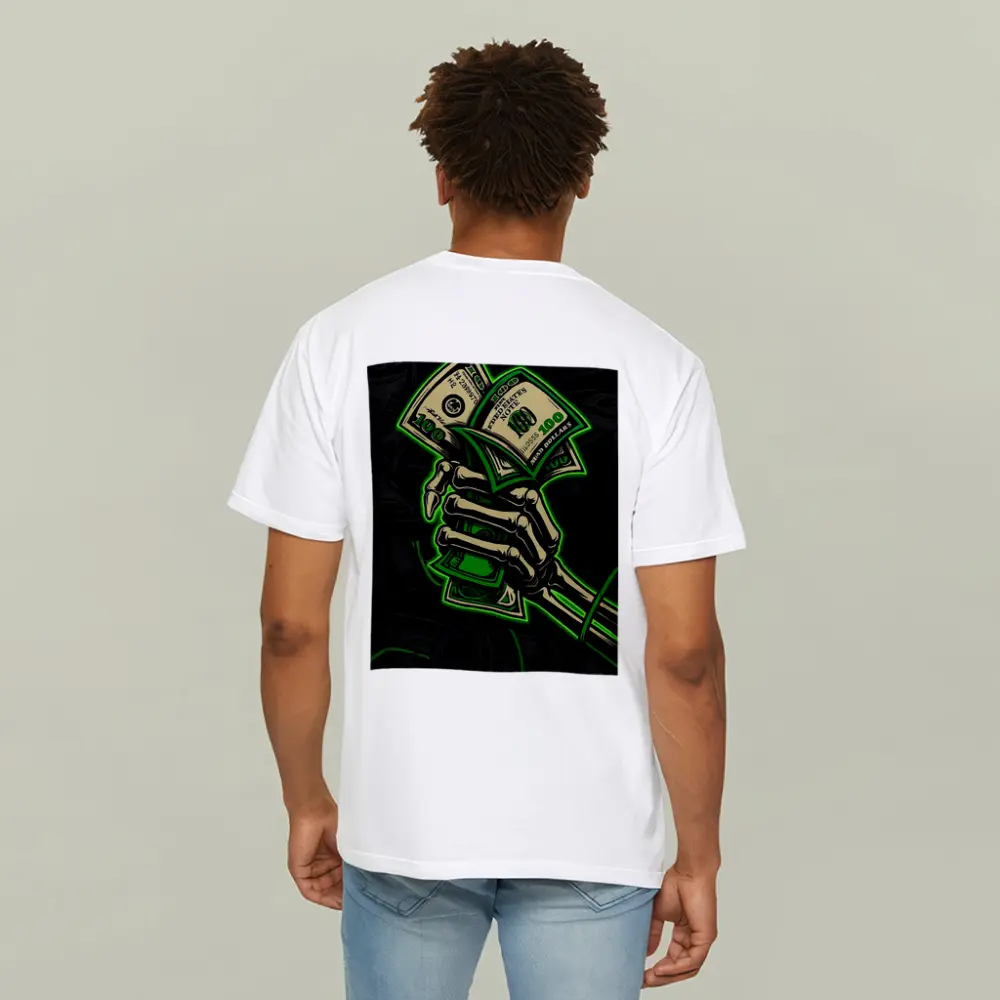 Skeleton Hand Holding Cash Money Dark – T-Shirts