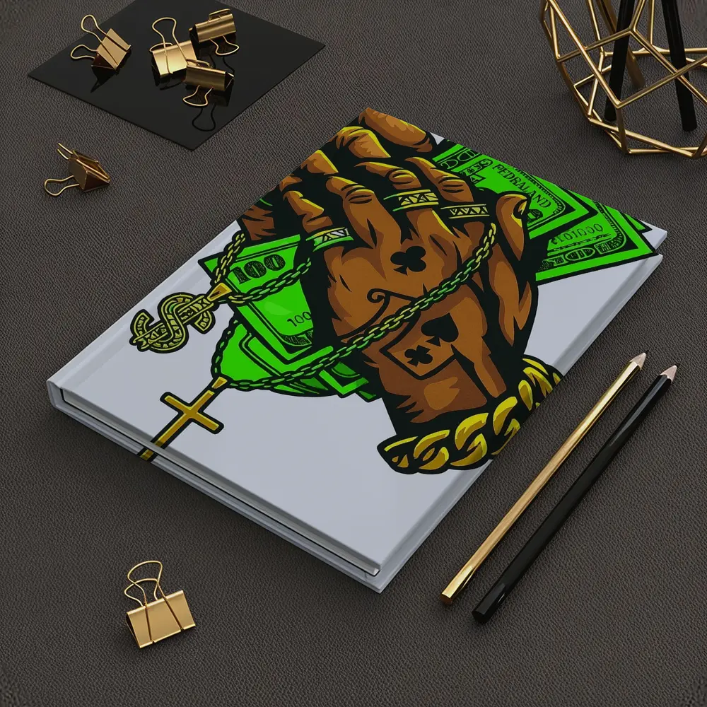 Gold Chain Hand Holding Cash Street Art – Notebooks