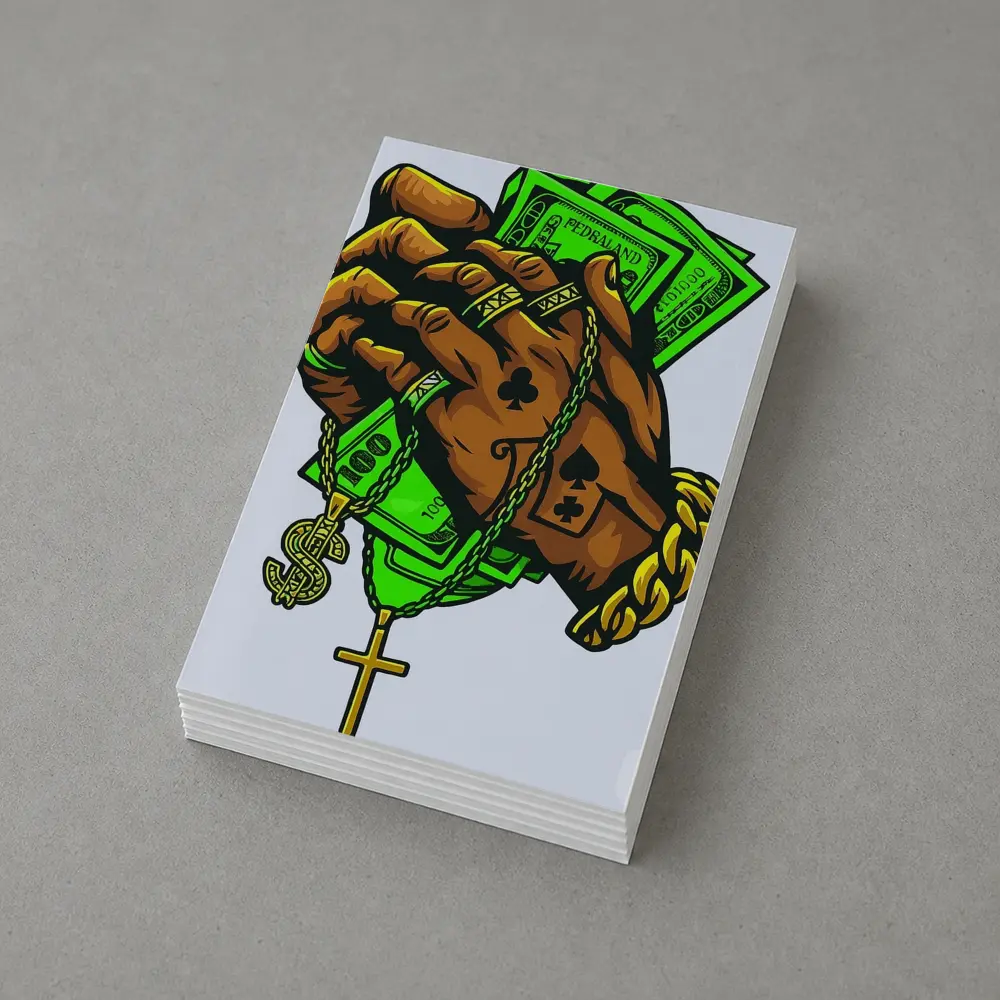 Gold Chain Hand Holding Cash Street Art – Postcards