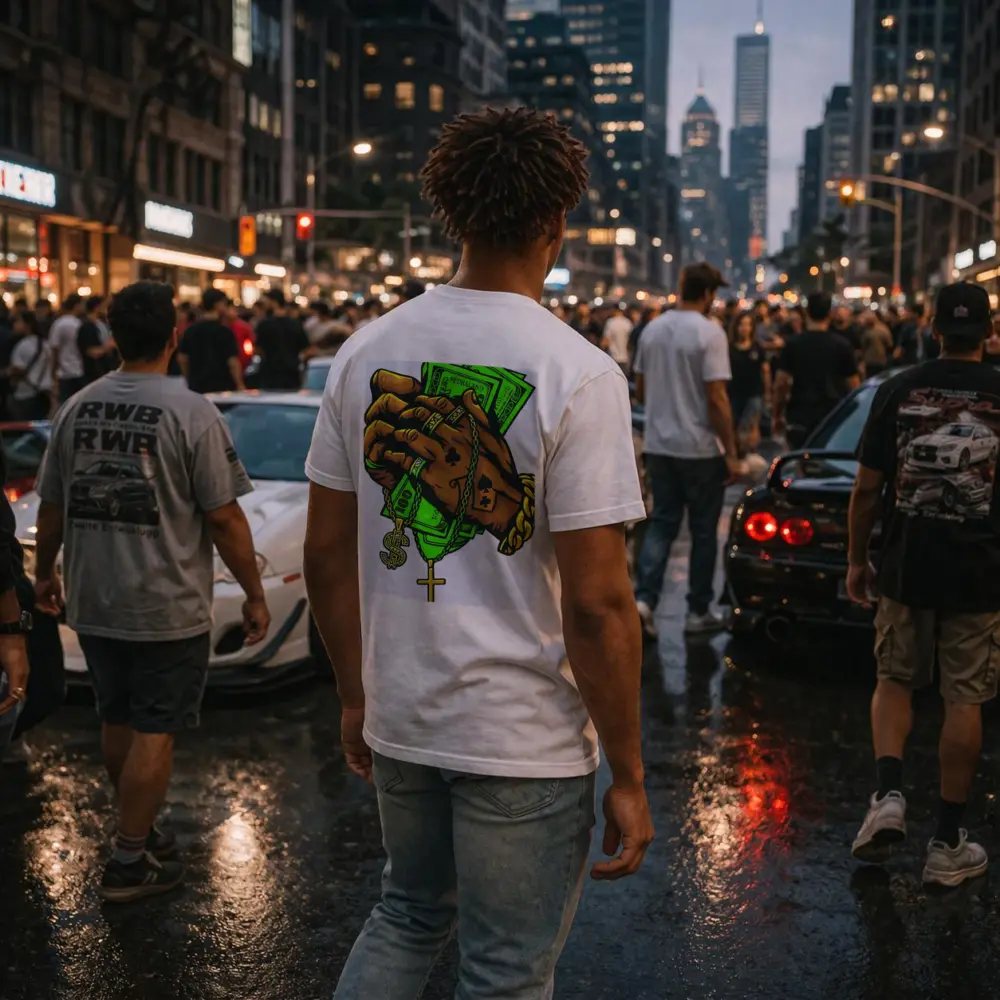 Gold Chain Hand Holding Cash Street Art – T-Shirts