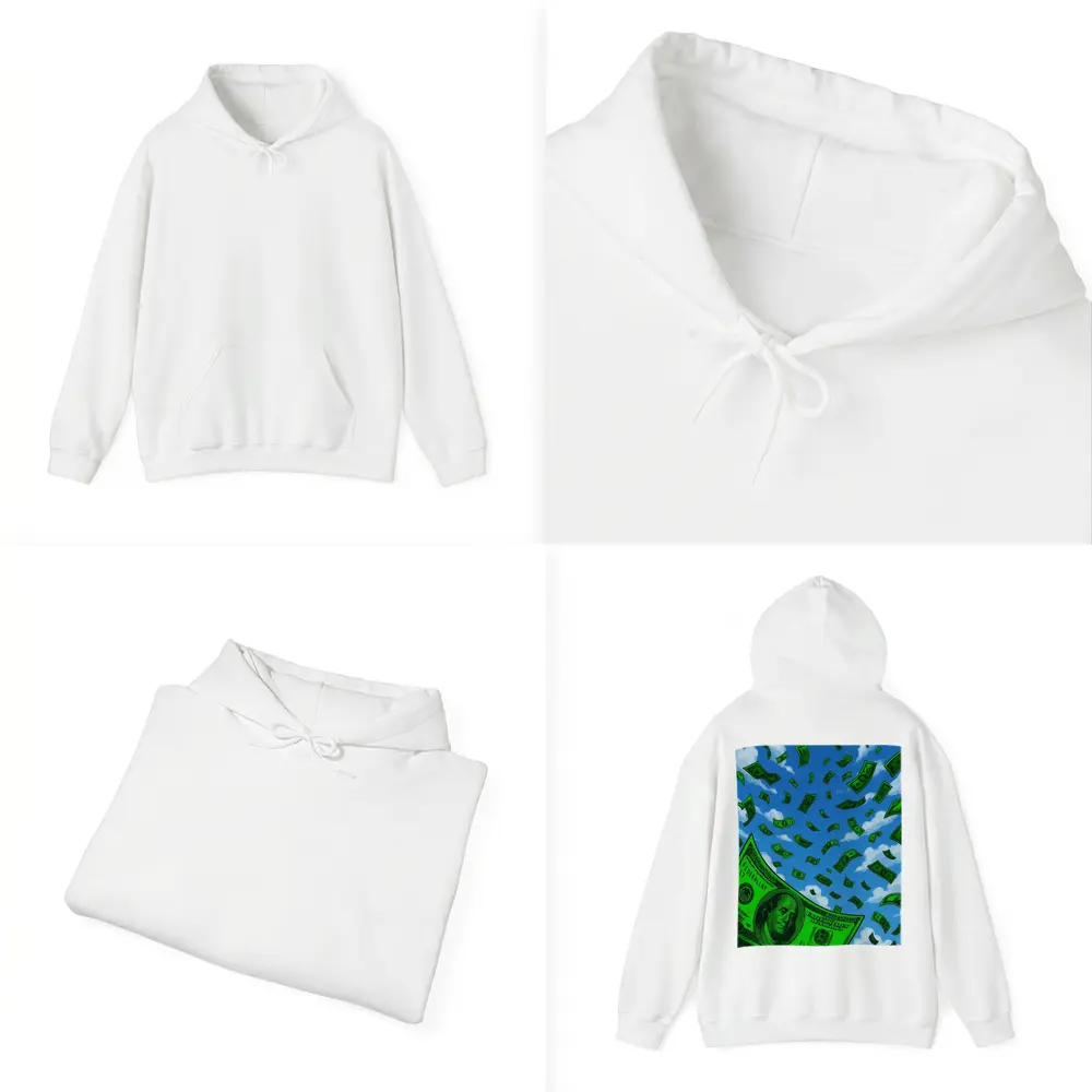 Hundred Dollar Bills Falling Blue Sky – Hoodies